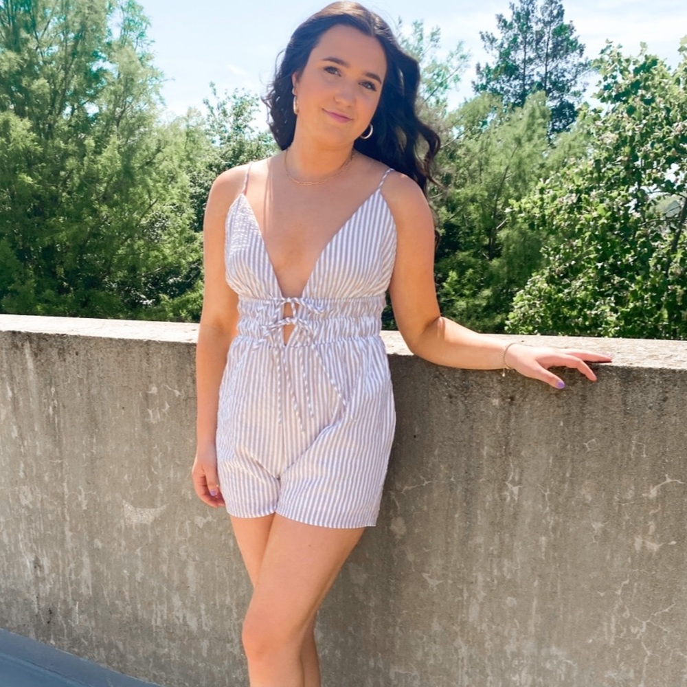 Poplin striped romper